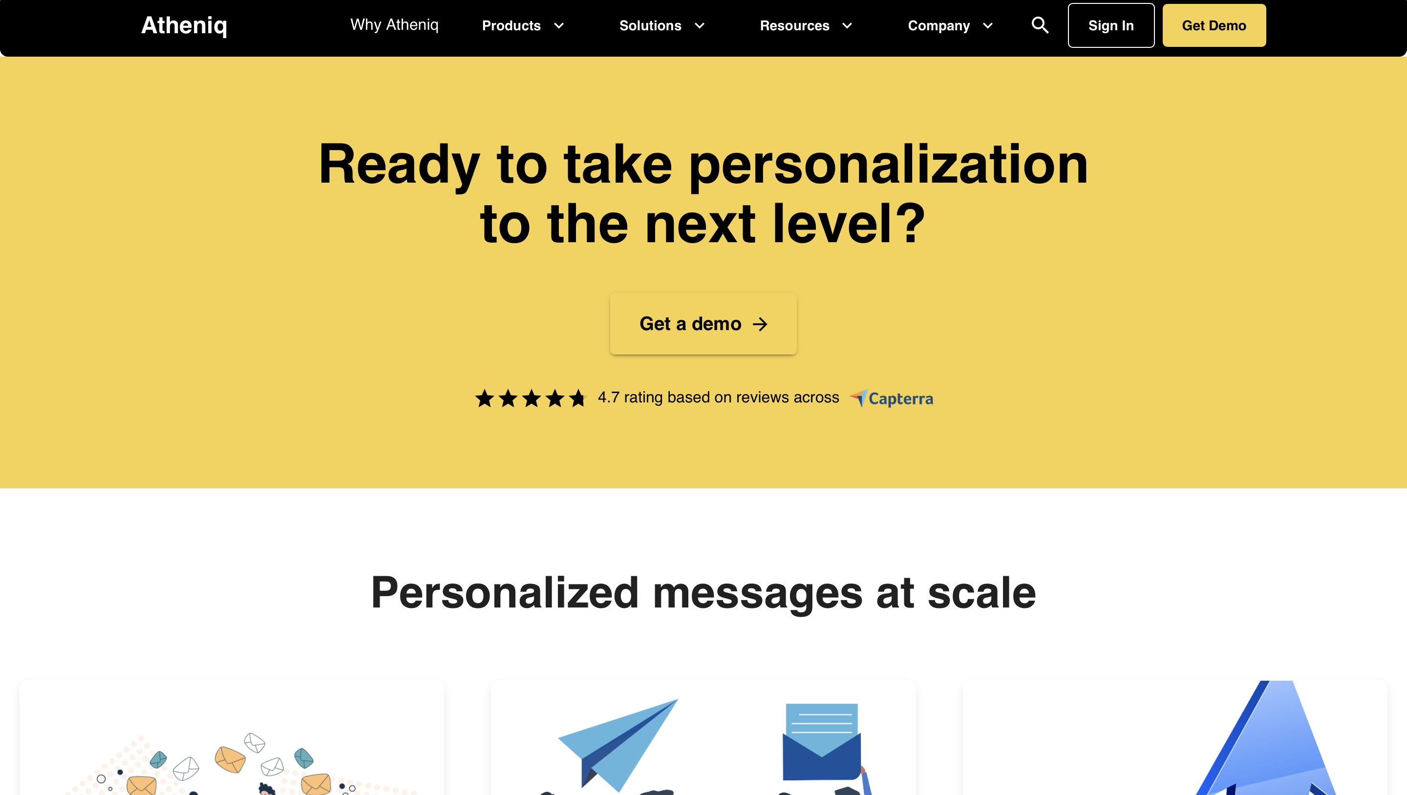 Atheniq AI Personalized Marketing Platform Landing Page