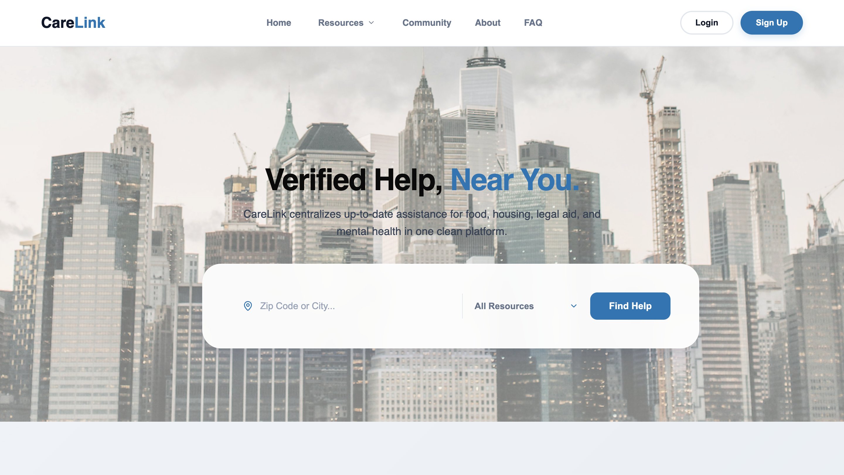 CareLink production dashboard featuring NYC news, video guides, and community resources
