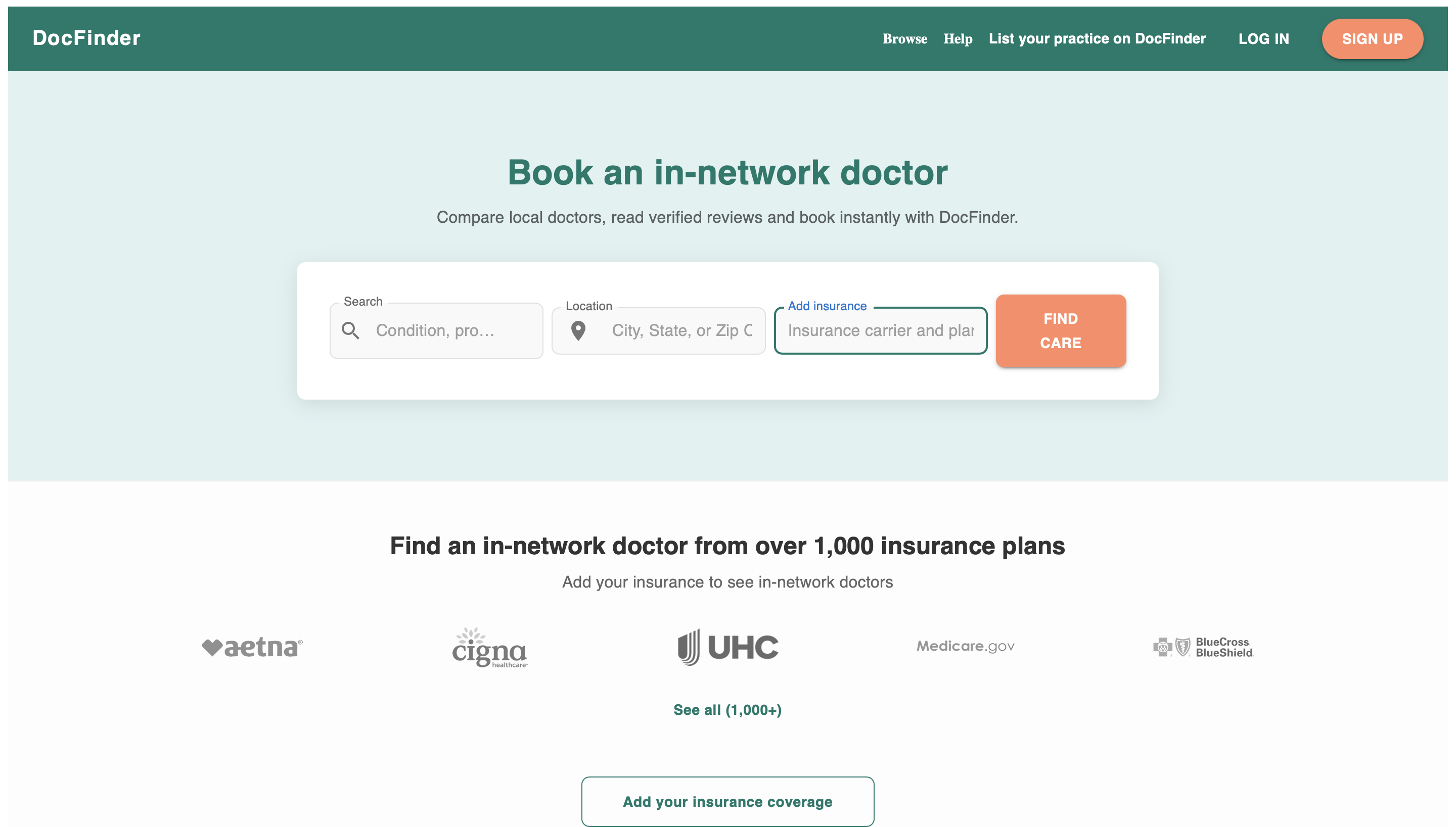 DocFinder Website Live Preview