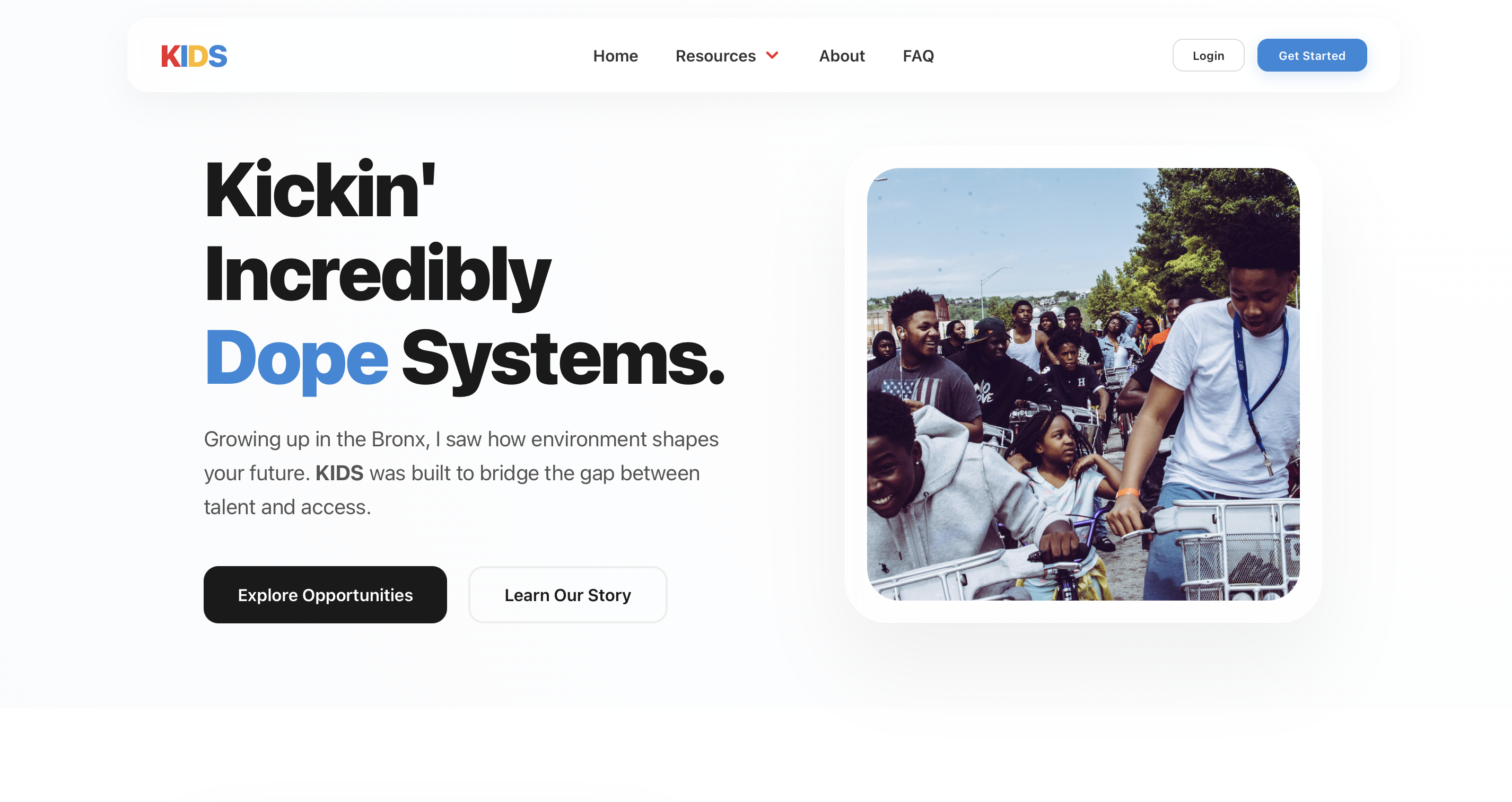 KIDS Platform dashboard featuring NYC youth programs, live news, and personalized user profiles