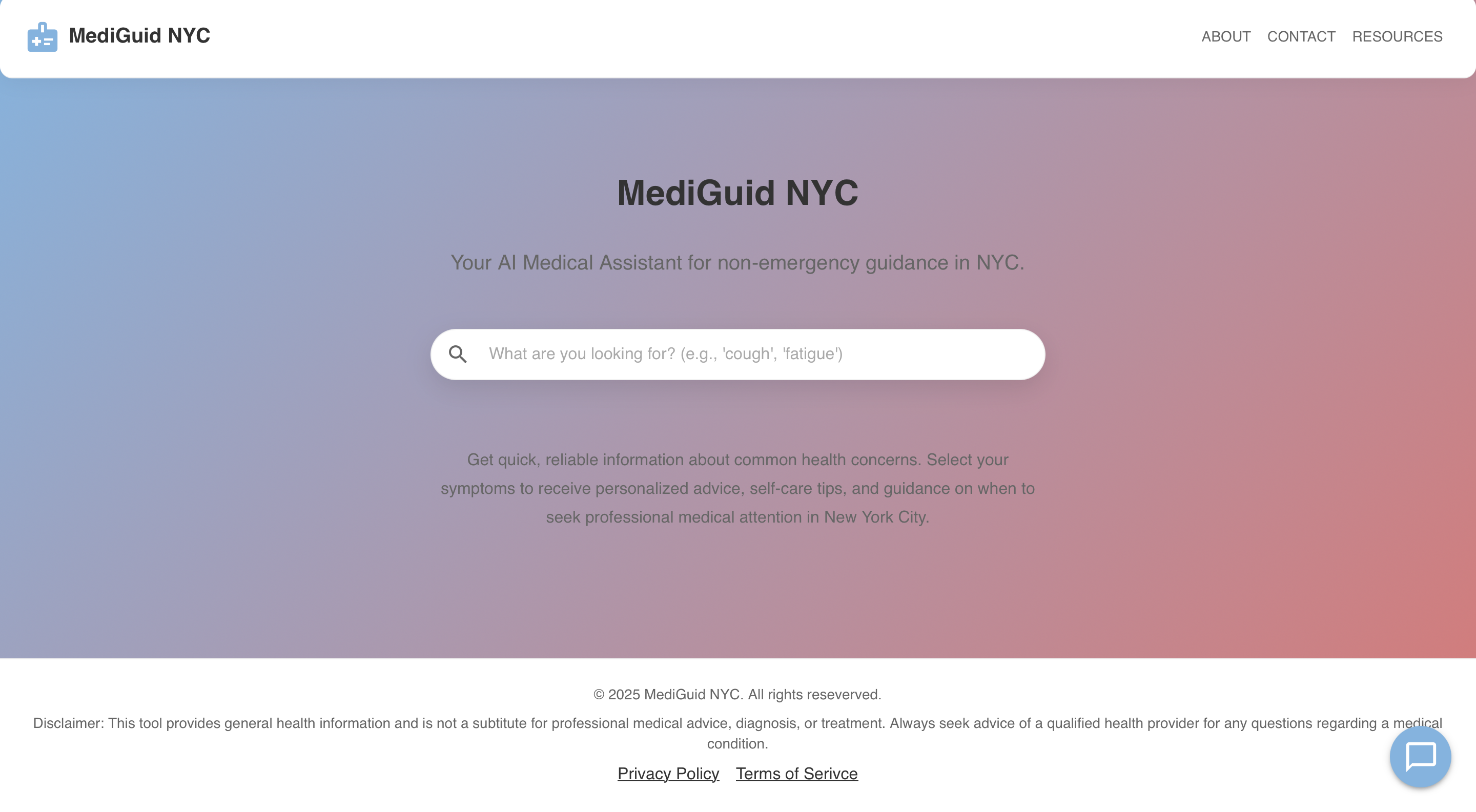 MediGuid NYC Live Demo: AI-Powered Symptom Checker, Chat Assistant, and Local Health Resources
