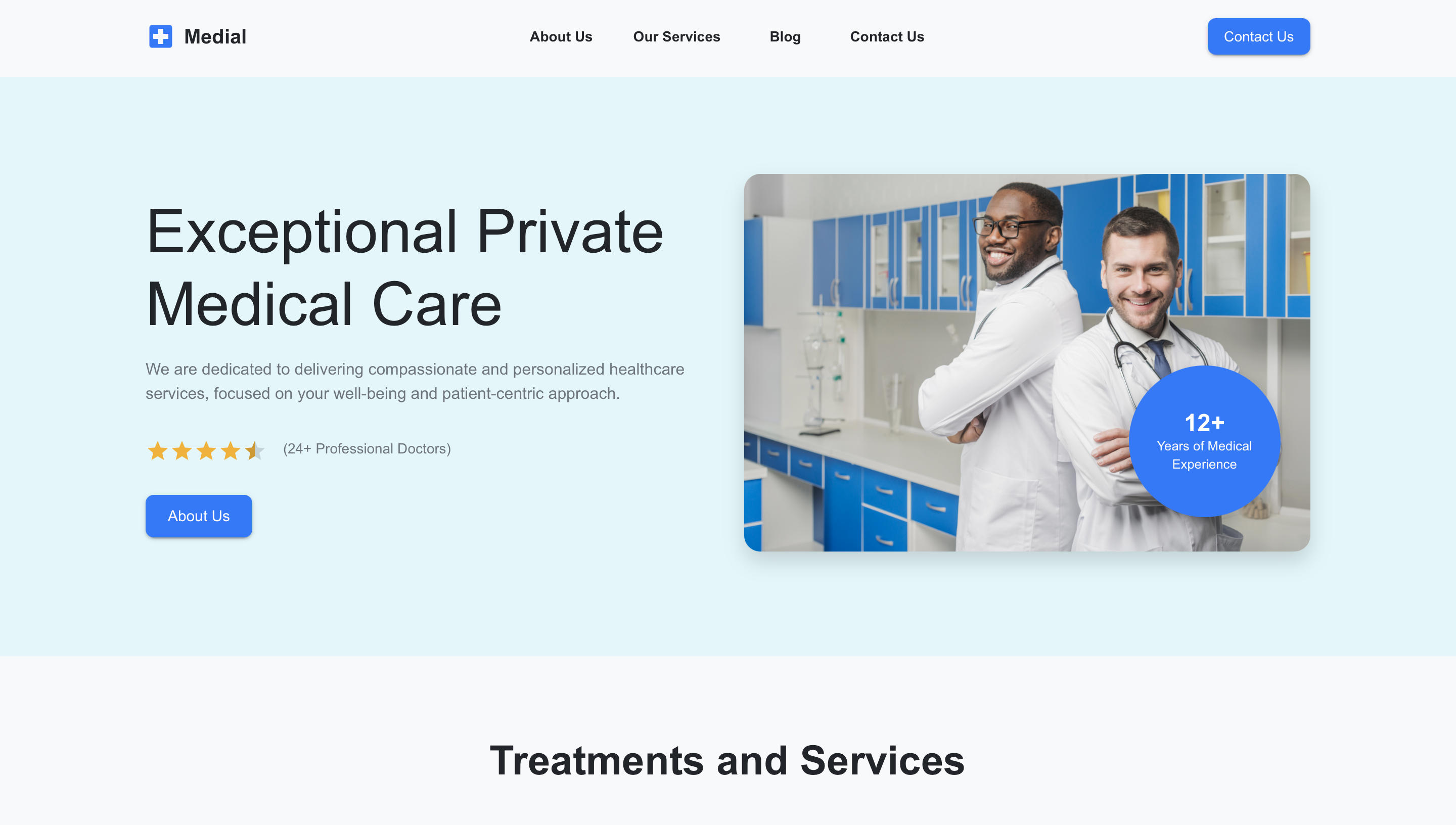 Live Preview of the Medical Clinic Landing Page