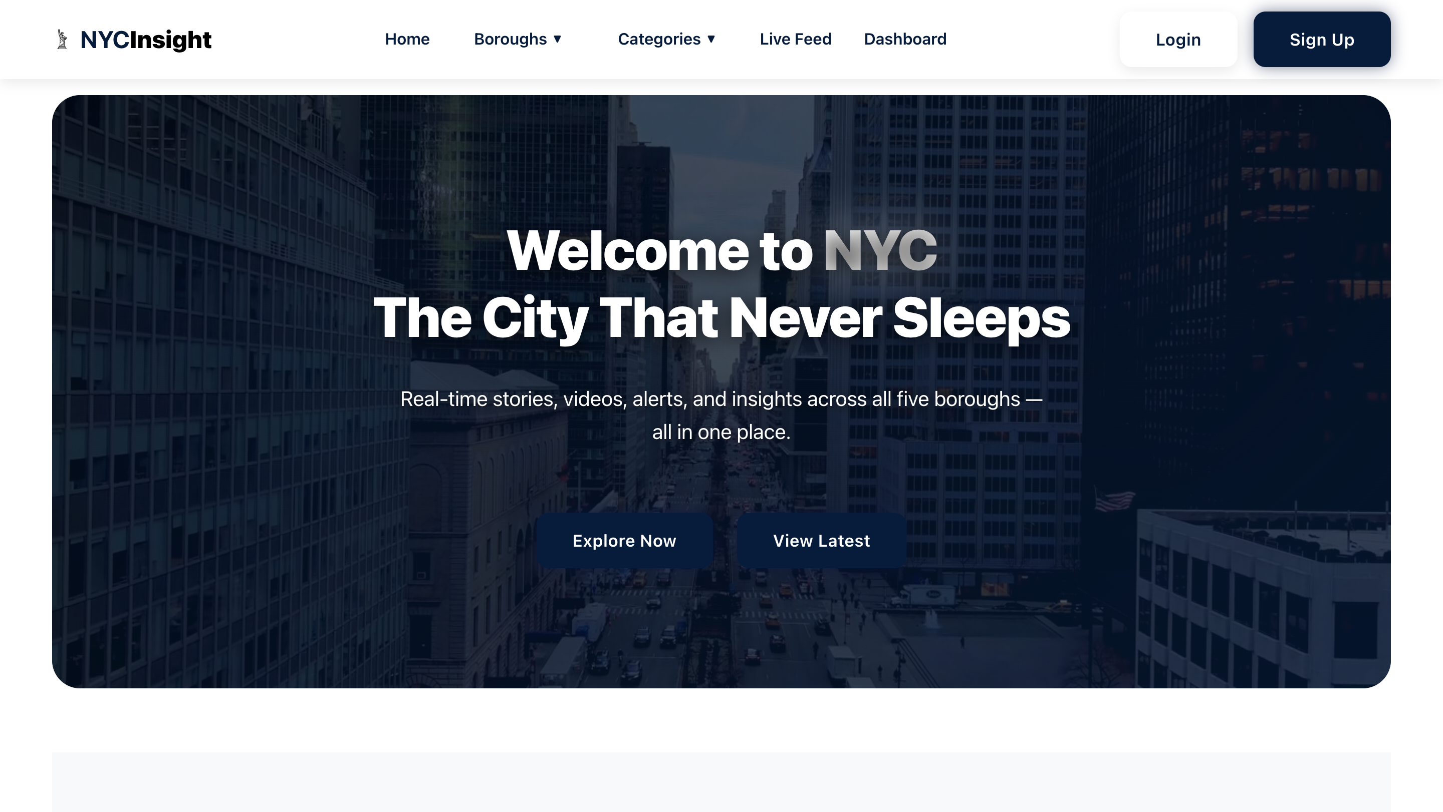 NYC Insight real-time New York City news and video aggregation dashboard